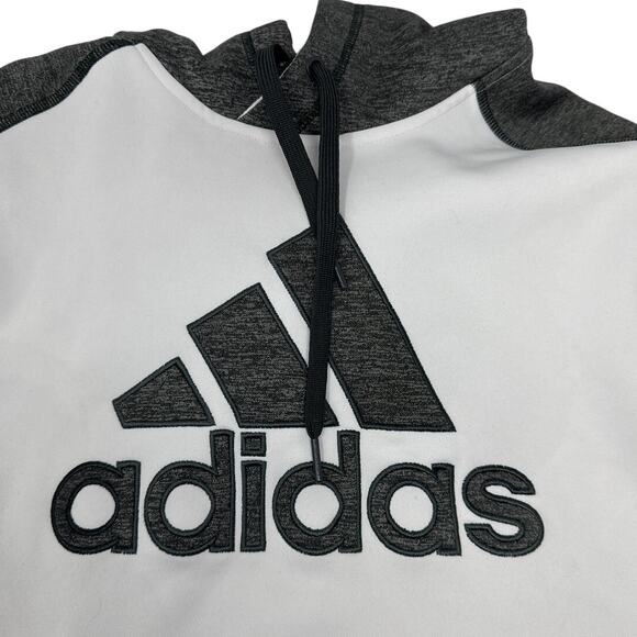 Adidas Climawarm Pullover Hoodie Large Comfy White & Grey - Picture 3 of 8